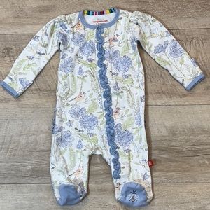 Magnetic Me Blue Blossom Organic Cotton Magnetic Footie Sleeper Size 0-3 months